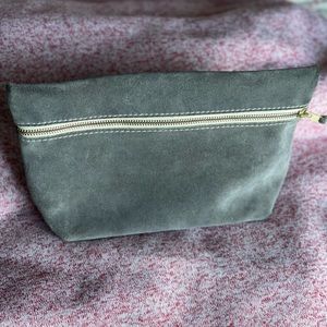 Portland Leather brushed gray extra large makeup bag
